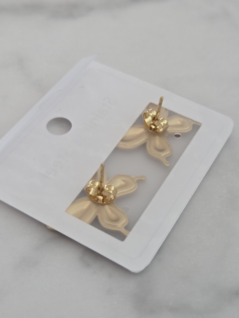 Pink Butterfly Stud Earrings Gold Plated Stainless Steel Enamel Coquette Jewelry - Picture 4 of 13